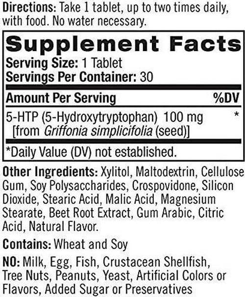 NATROL 5-HTP 100MG,FAST DISSOLVE, 30 TAB