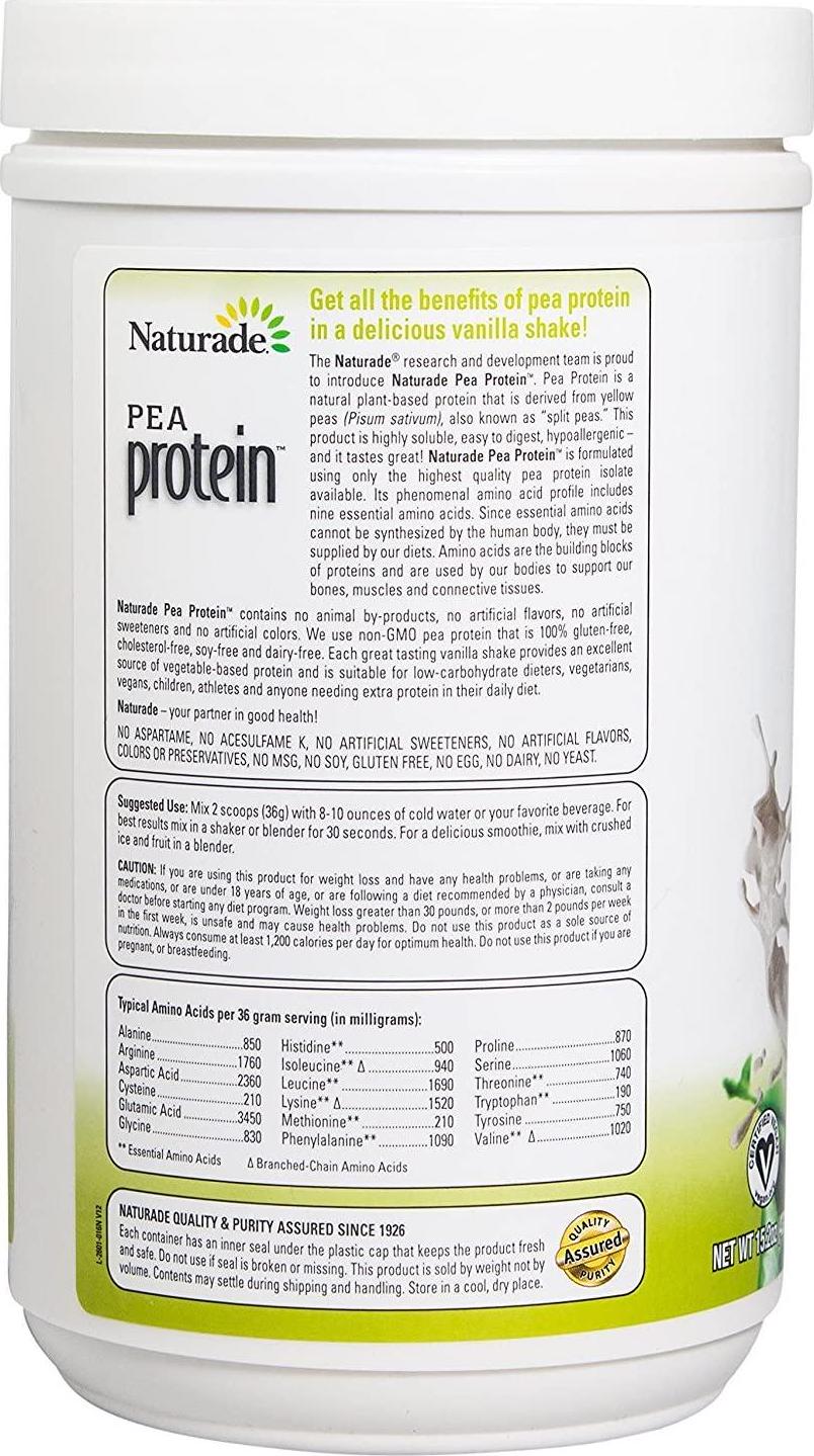 NATURADE: Pea Protein - Vanilla 12 Serving Canister, 15.2 oz
