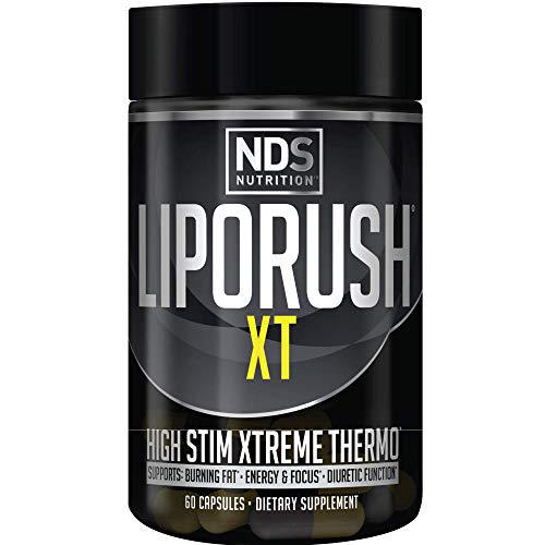 NDS Nutrition LipoRush XT - Super Concentrated Thermogenic with L-Carnitine and Teacrine for Shredding Fat - Supports Maximum Energy, Focus, Calorie Burning, Diuretic, Appetite Control (60 Capsules)