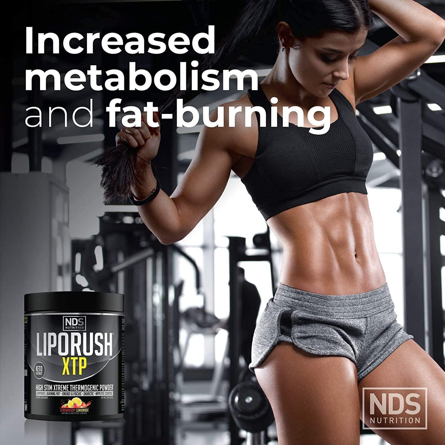 NDS Nutrition LipoRush XTP Thermogenic Fat Burner with L-Carnitine - Energy, Focus, and Appetite Control - Extreme Thermogenic Fat Burning Powder Weight Loss - Strawberry Lemonade (45 Servings)