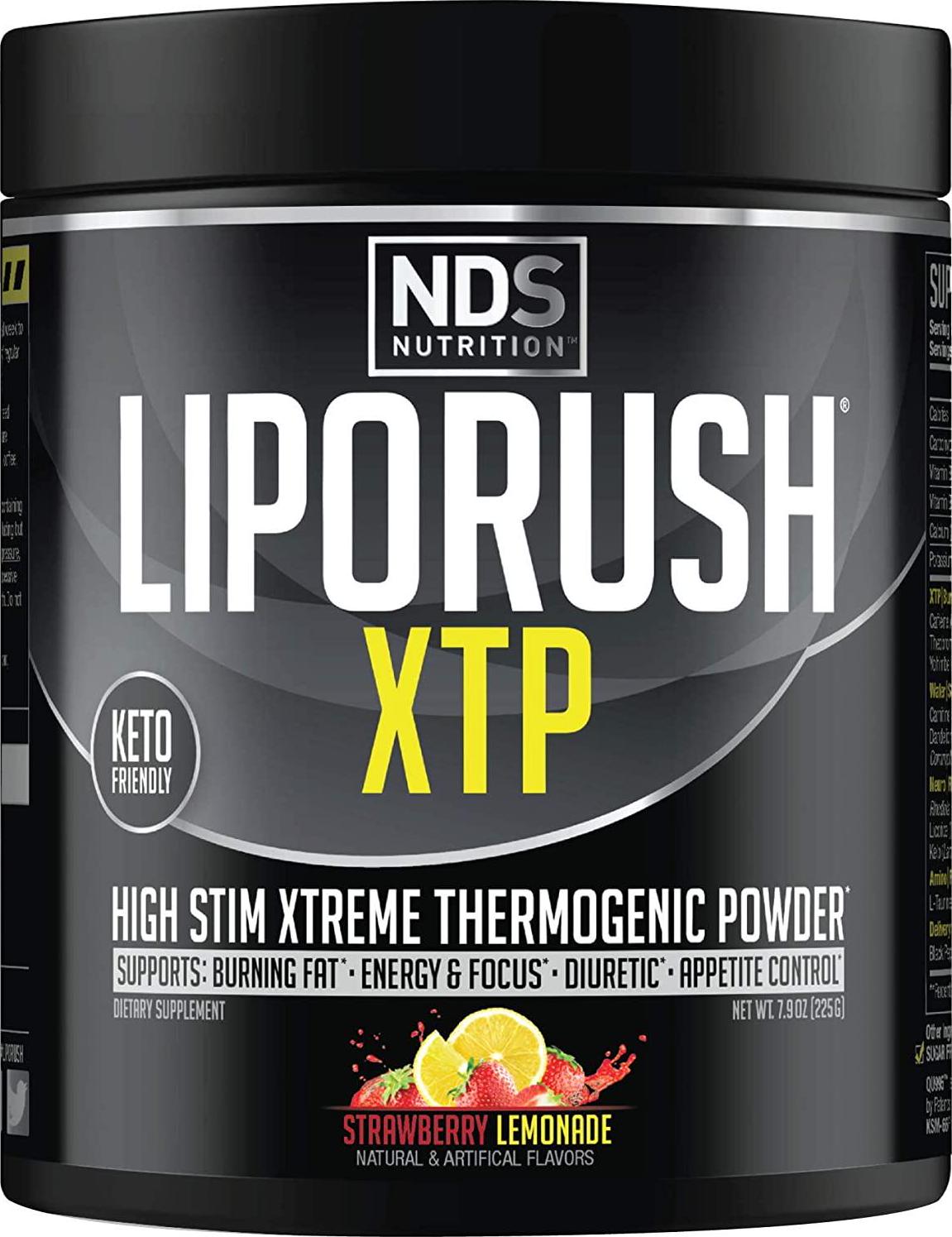NDS Nutrition LipoRush XTP Thermogenic Fat Burner with L-Carnitine - Energy, Focus, and Appetite Control - Extreme Thermogenic Fat Burning Powder Weight Loss - Strawberry Lemonade (45 Servings)