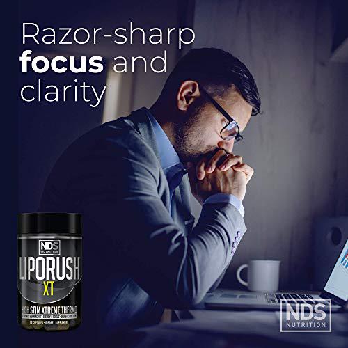 NDS Nutrition LipoRush XT - Super Concentrated Thermogenic with L-Carnitine and Teacrine for Shredding Fat - Supports Maximum Energy, Focus, Calorie Burning, Diuretic, Appetite Control (60 Capsules)