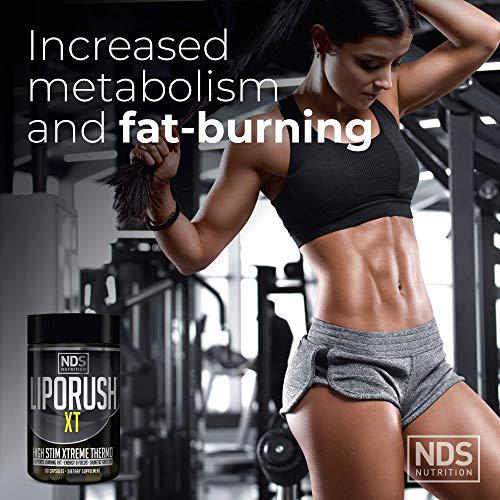 NDS Nutrition LipoRush XT - Super Concentrated Thermogenic with L-Carnitine and Teacrine for Shredding Fat - Supports Maximum Energy, Focus, Calorie Burning, Diuretic, Appetite Control (60 Capsules)