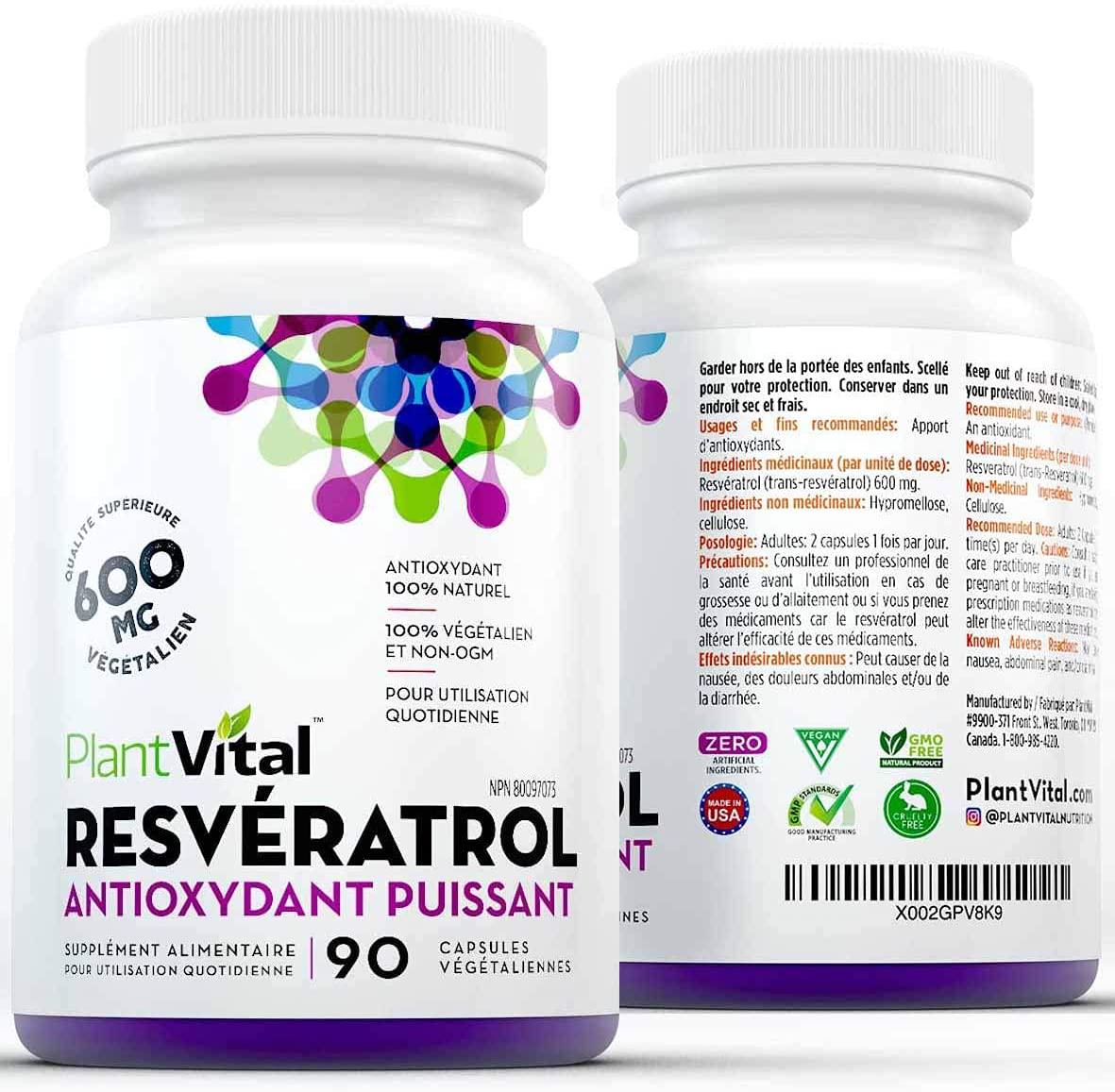 NEW! RESVERATROL HIGH POTENCY. 90 Vegan Capsules (not pills). 600mg Trans-Resveratrol Supplement Supports Heart Health, Weight Loss Management and Anti-Aging. Nature's Most Powerful Antioxidant. Non-GMO