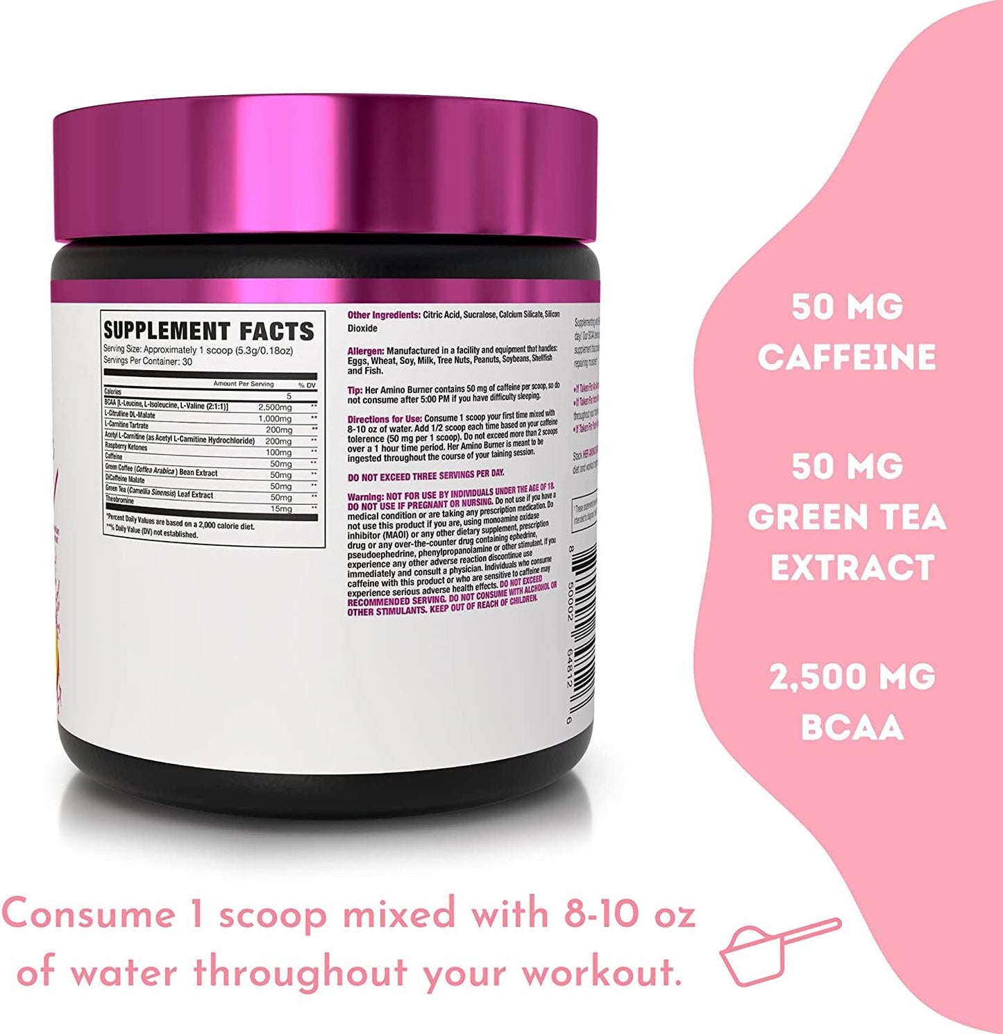 NLA for Her - Her Amino Burner - Intra-Workout BCAA Fat Burner + Energy - Sustained Energy, Focus, and Endurane. Promotes Fat Loss and Boosts Metabolism - 195 Grams (Sweet Georgia Peach)