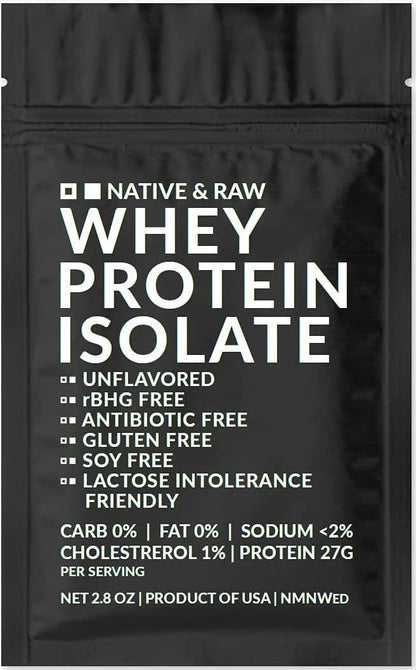 NMNWed Native and Raw Whey Protein Isolate, Unflavored, 0 CarbFat, Low CholesterolSodium, rBGH Free, Antibiotic Free, Gluten Free, Soy Free, Good for Keto, Paleo, and Lactose Intolerance (2.8 oz)