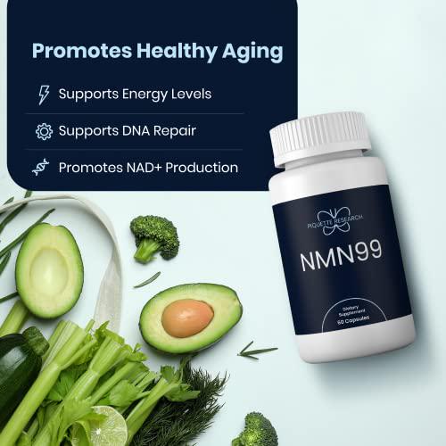 NMN 500mg Capsules 99%+ Pure NMN Supplement - Anti Aging Support NMN Nicotinamide Mononucleotide NMN Supplements with No Unnecessary Fillers Made in GMP Certified Facility by BariTransform
