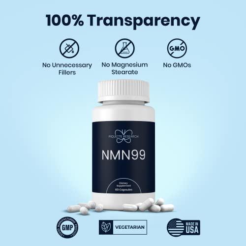 NMN 500mg Capsules 99%+ Pure NMN Supplement - Anti Aging Support NMN Nicotinamide Mononucleotide NMN Supplements with No Unnecessary Fillers Made in GMP Certified Facility by BariTransform