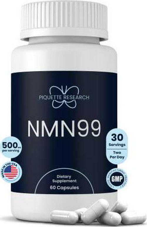 NMN 500mg Capsules 99%+ Pure NMN Supplement - Anti Aging Support NMN Nicotinamide Mononucleotide NMN Supplements with No Unnecessary Fillers Made in GMP Certified Facility by BariTransform