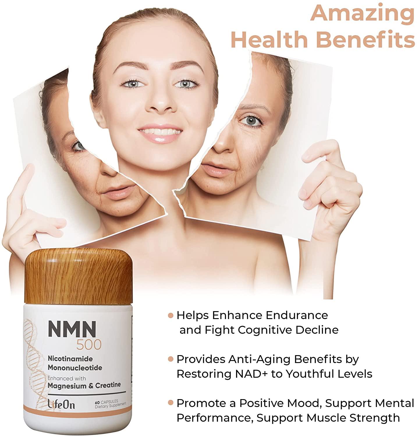NMN Supplement with Magnesium Malate and Creatine, Nicotinamide 500mg, Potent Anti Aging and Skin Care, Brain Booster Supplements, NAD Cell Regenerator for DNA Repair,Longevity and Energy, 60 Capsule