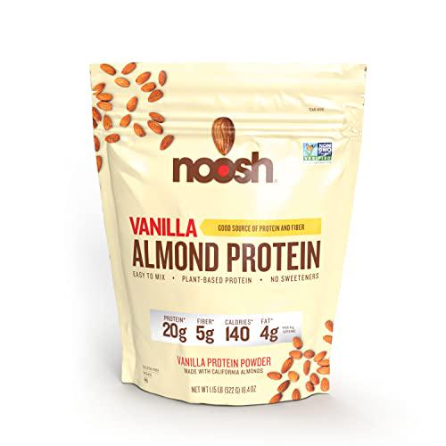 NOOSH Plant Based Almond Protein Powder Vanilla - Vegan, Naturally Sourced Ingredients, Non-GMO, Gluten Free, Kosher, Peanut Free, Soy Free, Dairy Free 17g of Protein per Serving (1.15lb)