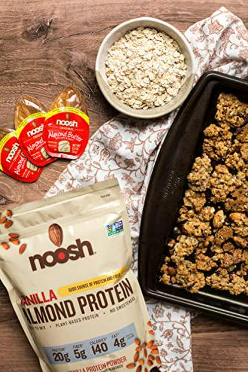 NOOSH Plant Based Almond Protein Powder Vanilla - Vegan, Naturally Sourced Ingredients, Non-GMO, Gluten Free, Kosher, Peanut Free, Soy Free, Dairy Free 17g of Protein per Serving (1.15lb)
