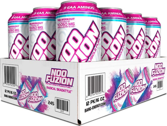 NOO Fuzion PreWorkout Energy Drink with 9 EAA Aminos Radical Skadattle (12 Drinks)