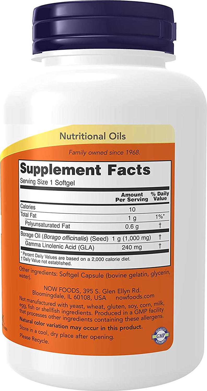 NOW Borage Oil 1000 mg,120 Softgels