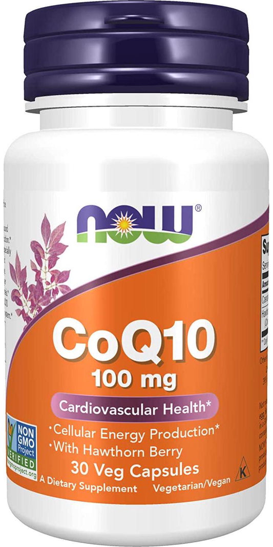 NOW CoQ10 100 mg with Hawthorn Berry,30 Veg Capsules
