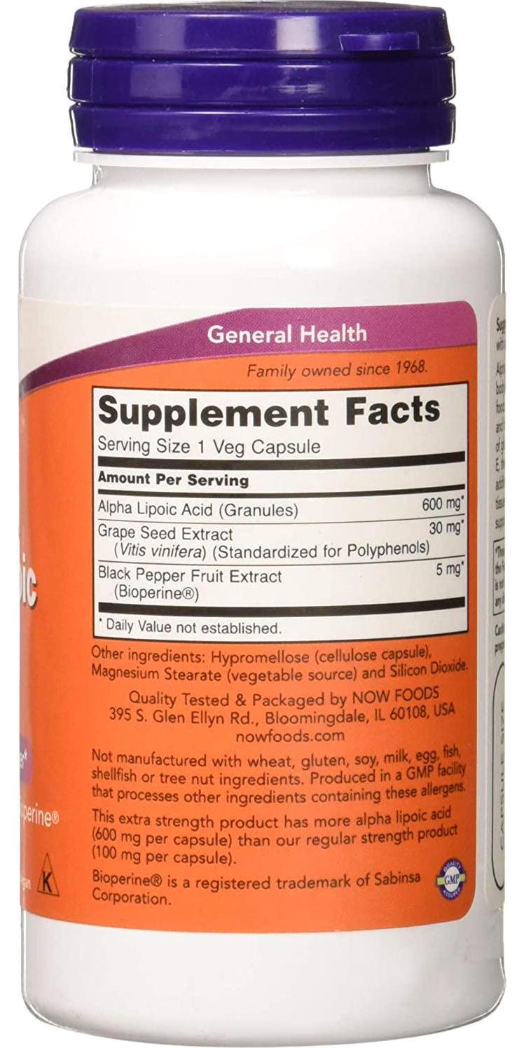 NOW Foods - Alpha Lipoic Acid 600 mg. - 60 Vegetarian Capsules