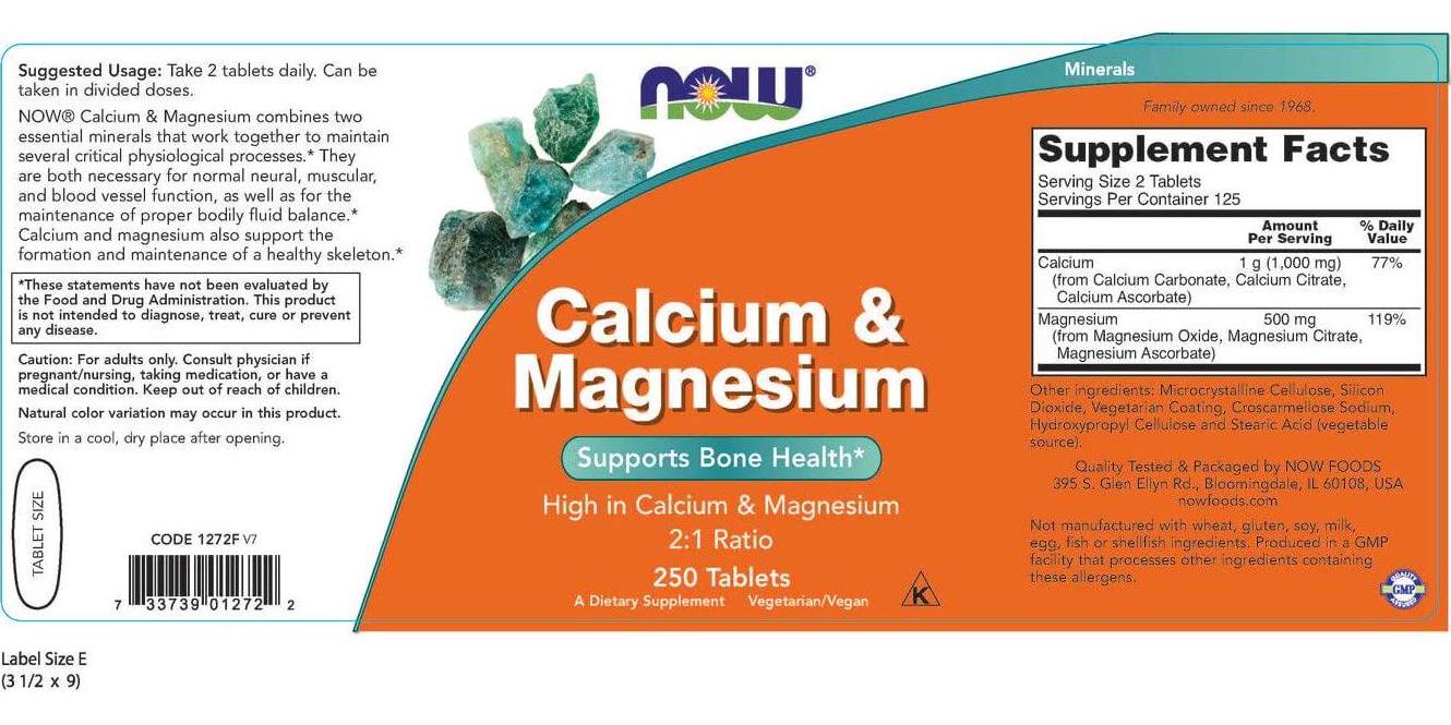NOW Foods - Calcium and Magnesium High Potency - 250 Tablets