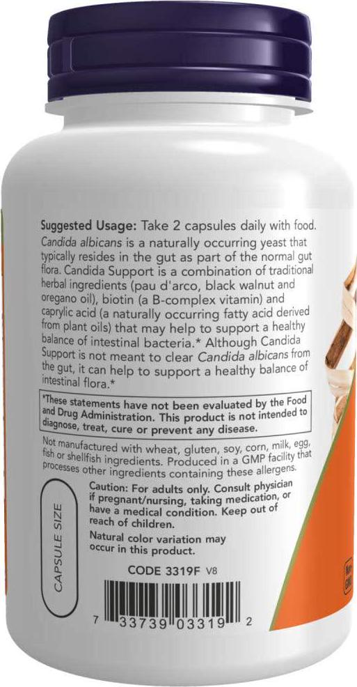 NOW Foods - Candida Support - 180 Vegetarian Capsules