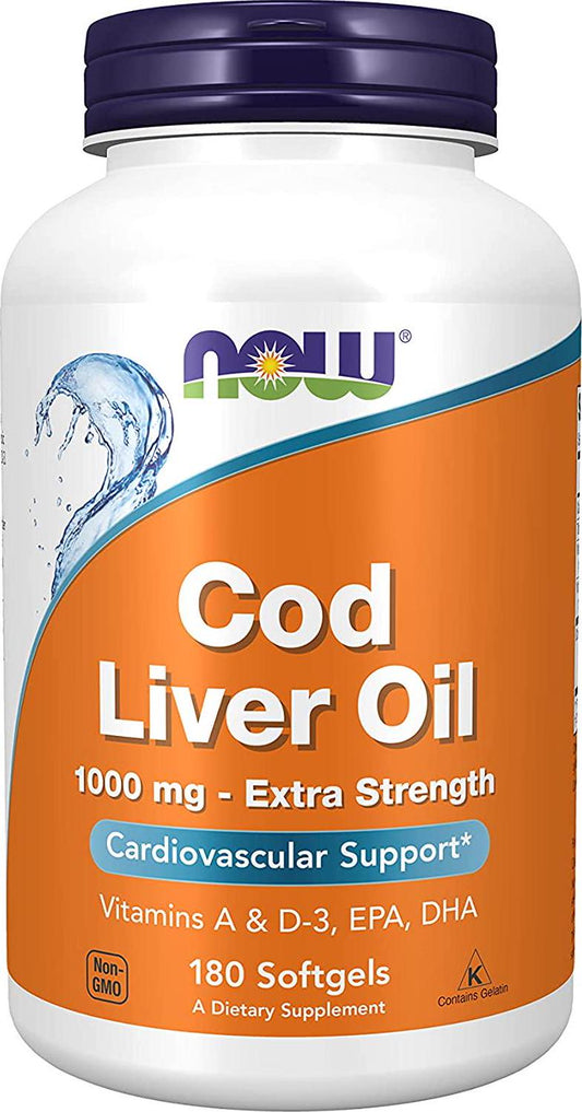 NOW Foods - Cod Liver Oil Extra Strength 1000 mg. - 180 Softgels