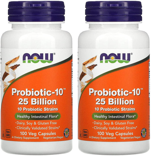 NOW Foods Probiotic-10 25 Billion, 100 Count (Pack Of 2)