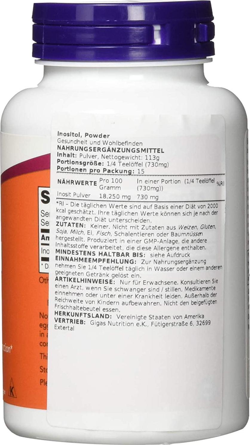 NOW Inositol Powder,4-Ounce