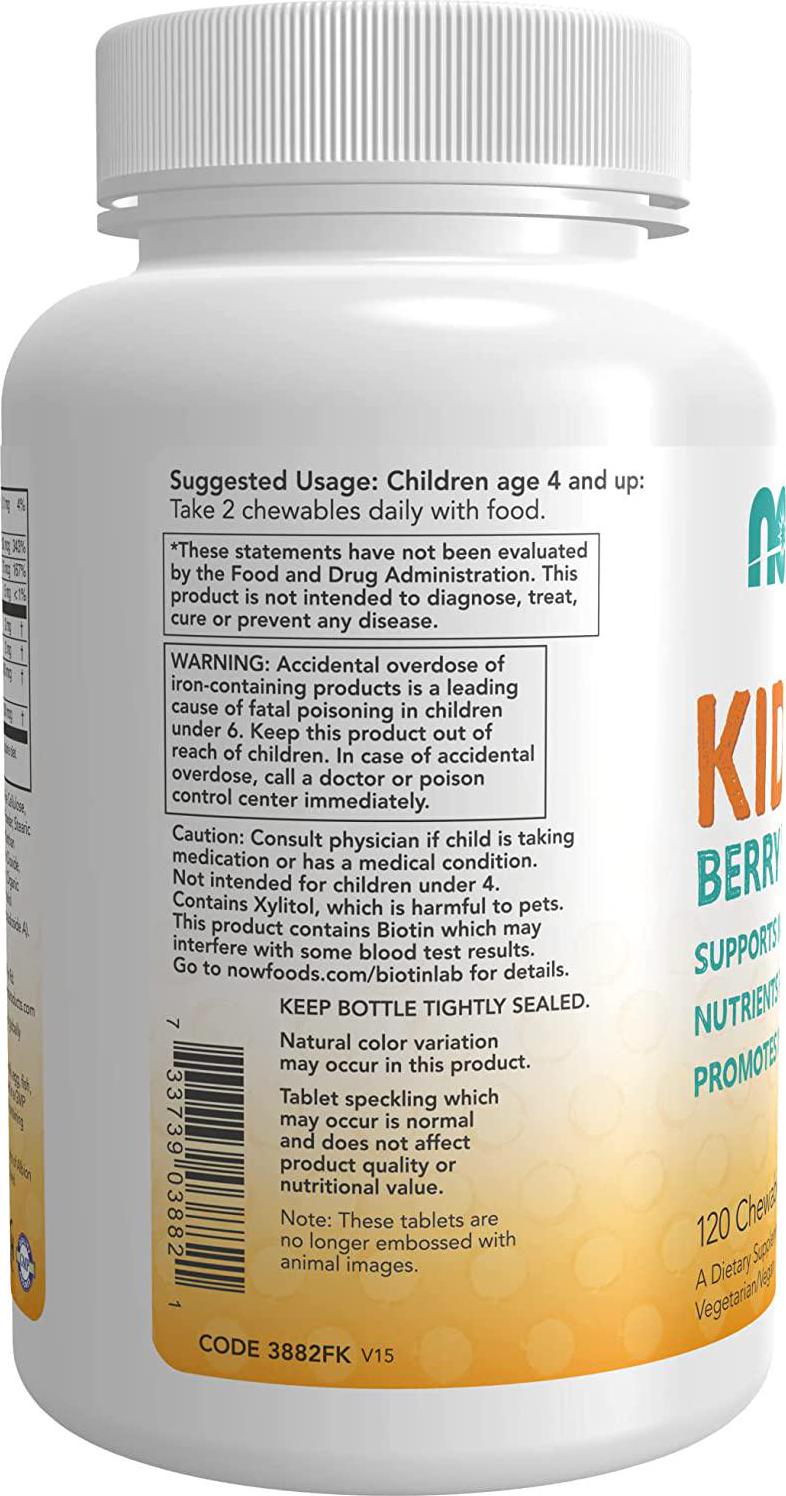 NOW Kid Vits Berry Blast,120 Chewables