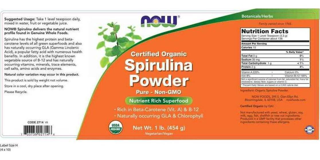NOW Organic Spirulina Powder,1-Pound
