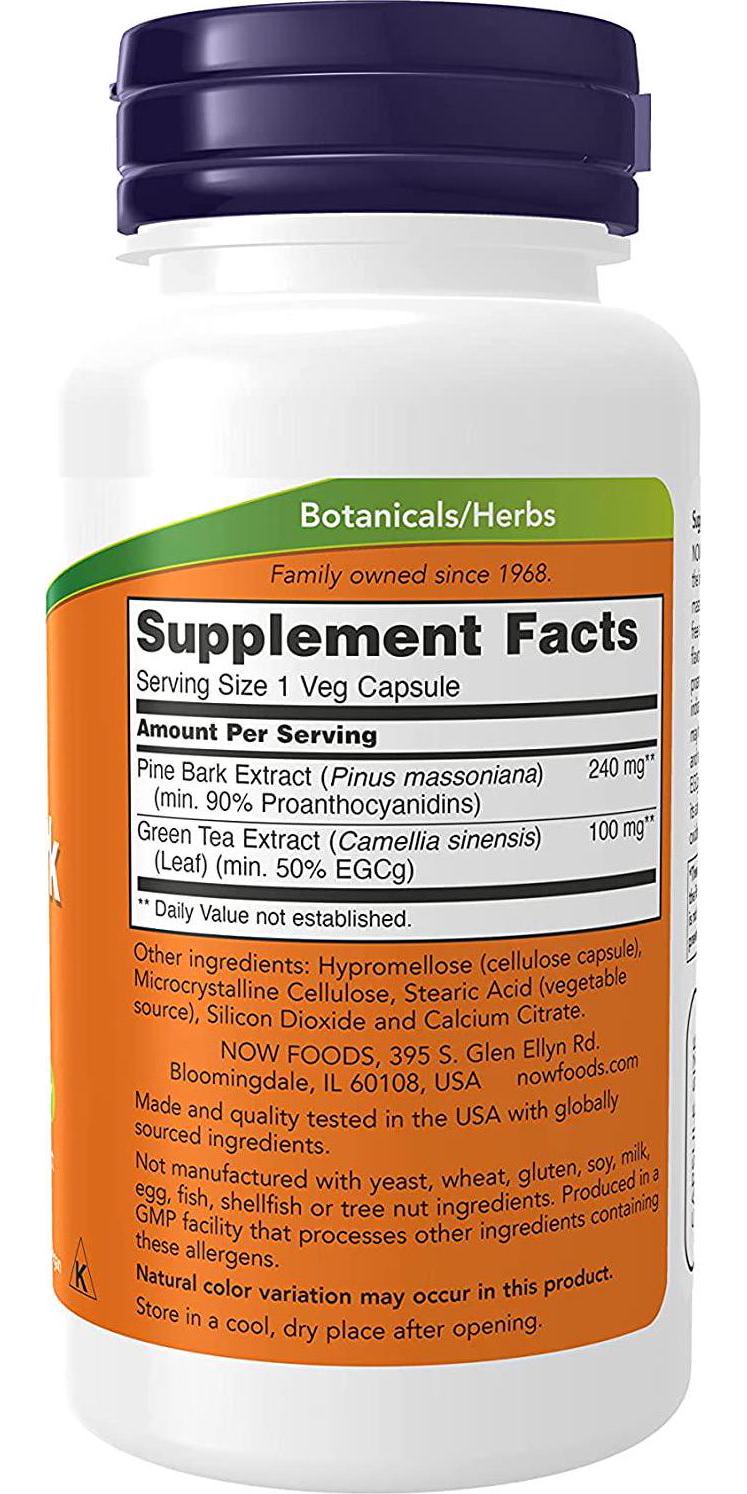 NOW Pine Bark Extract 240 mg,90 Veg Capsules