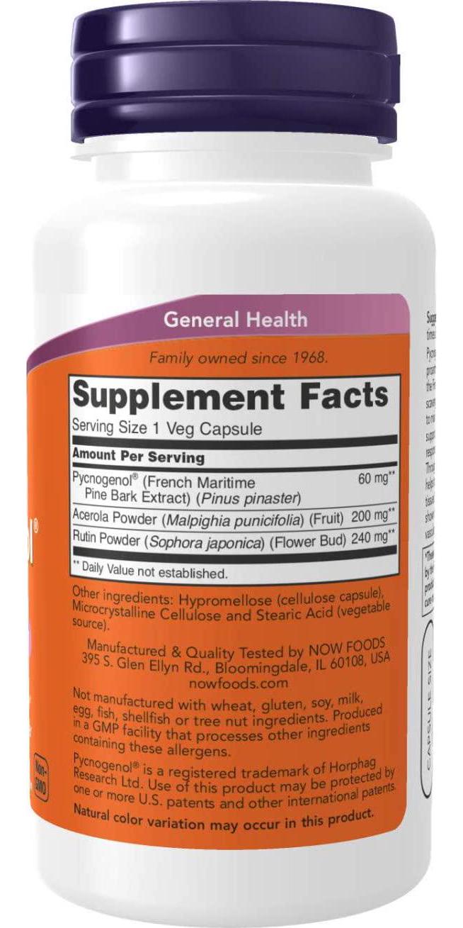 NOW Pycnogenol 60 mg,50 Veg Capsules