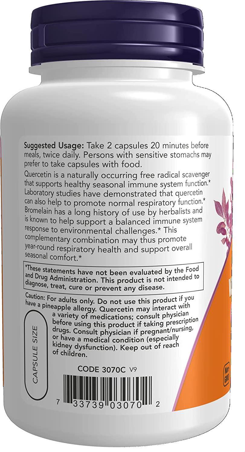 NOW Quercetin with Bromelain,120 Veg Capsules