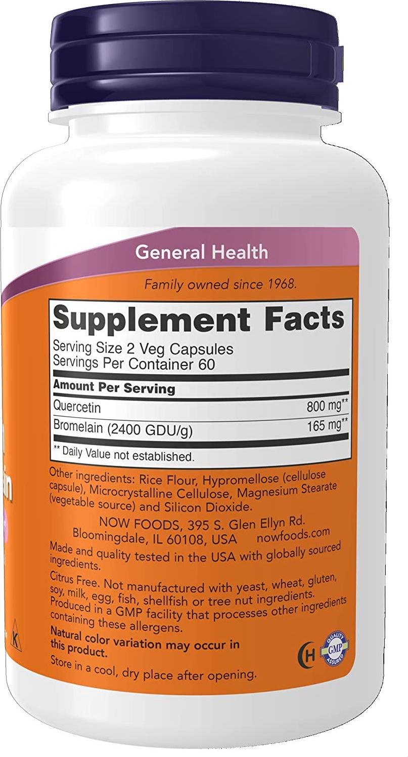 NOW Quercetin with Bromelain,120 Veg Capsules
