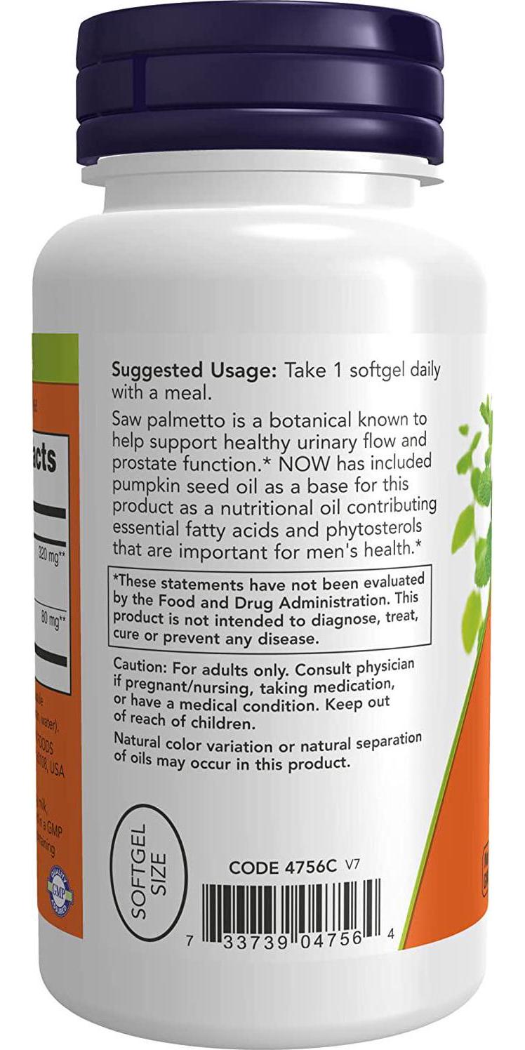 NOW Saw Palmetto 320mg, 90 Veg Softgels