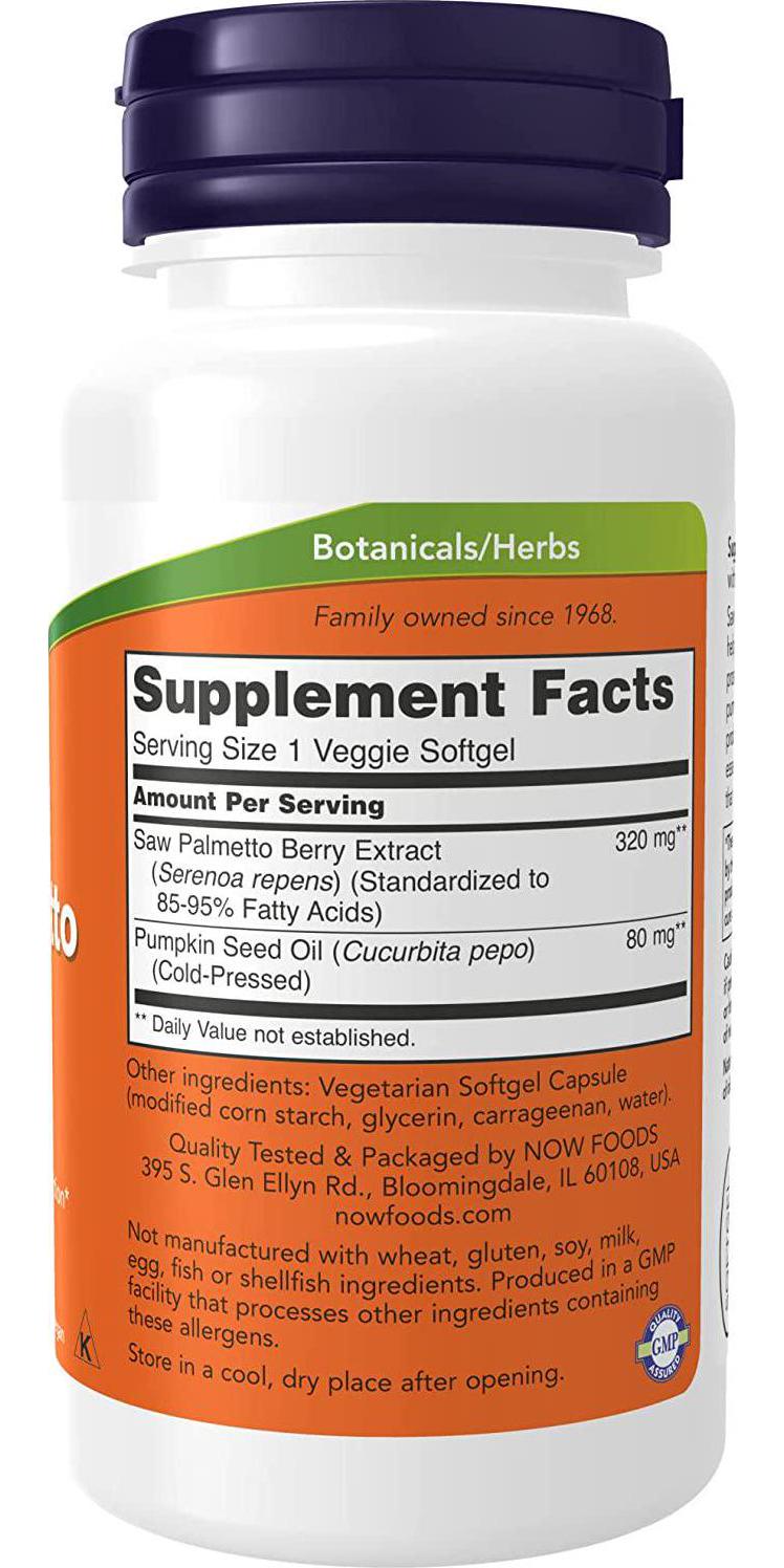 NOW Saw Palmetto 320mg, 90 Veg Softgels