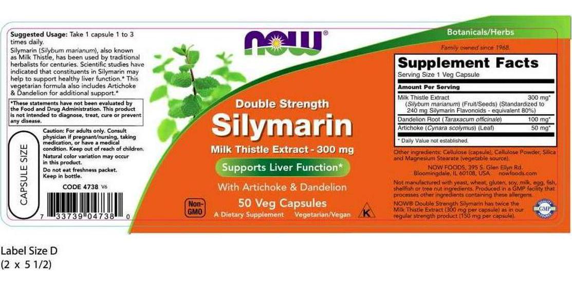 NOW Silymarin 2X - 300 mg,50 Veg Capsules