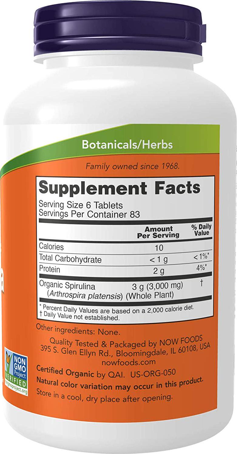 NOW Spirulina 500 mg,500 Tablets