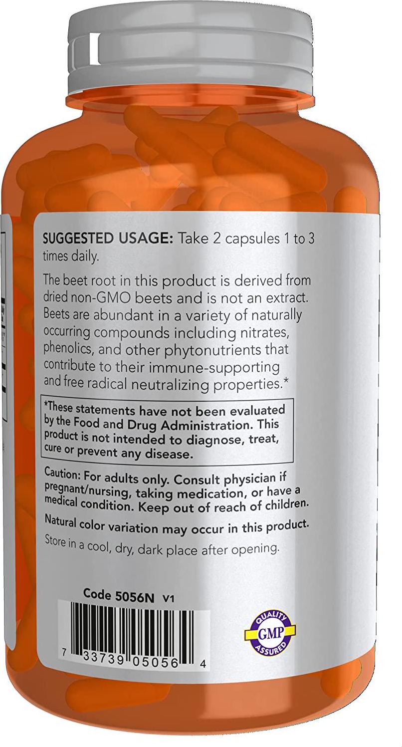 NOW Sports, Beet Root Veg, Sports Nutrition, Immune System Support*, 550 MG, Naturally Occurring Nitrates, 180 Veg Capsules