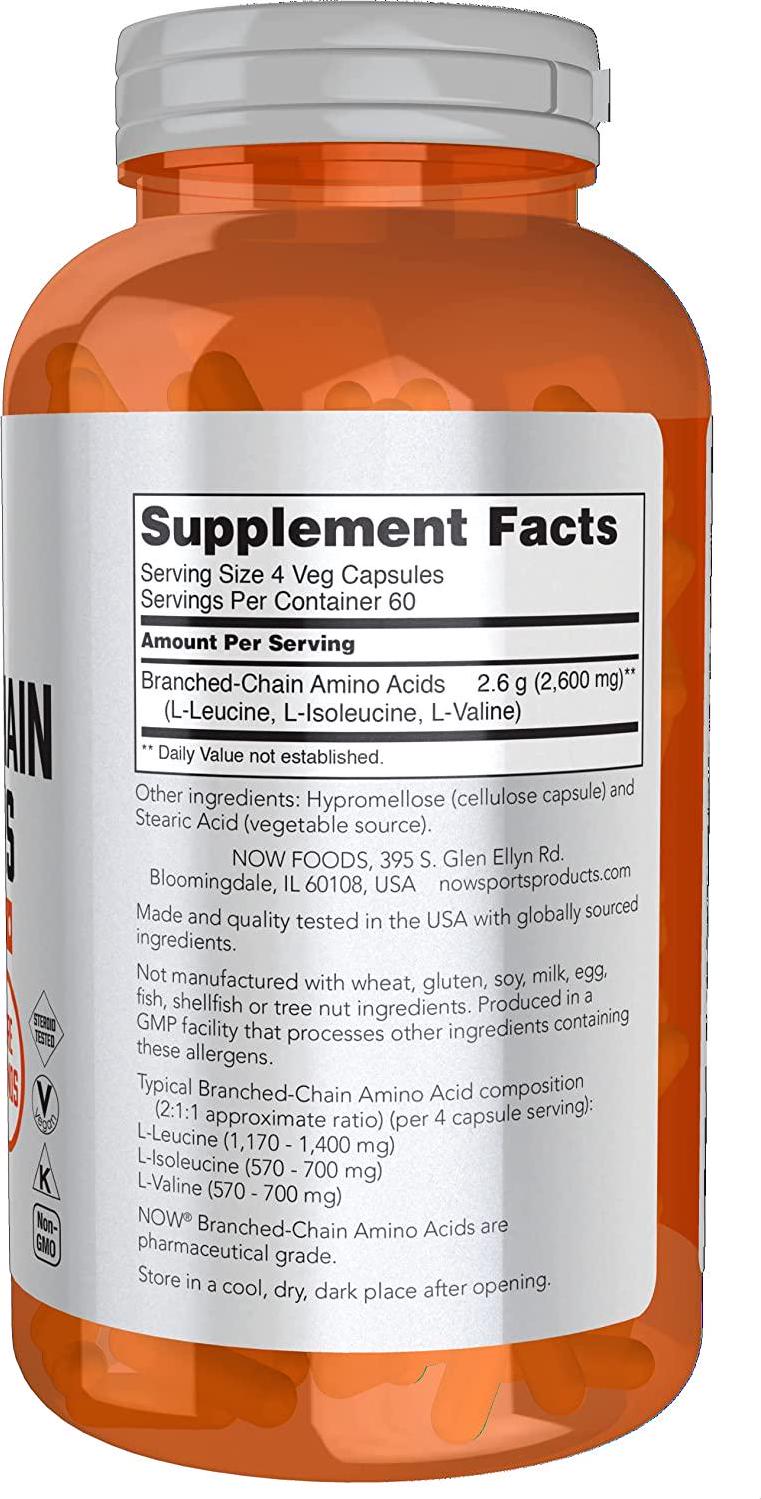 NOW Sports Branched Chain Amino Acids,240 Capsules
