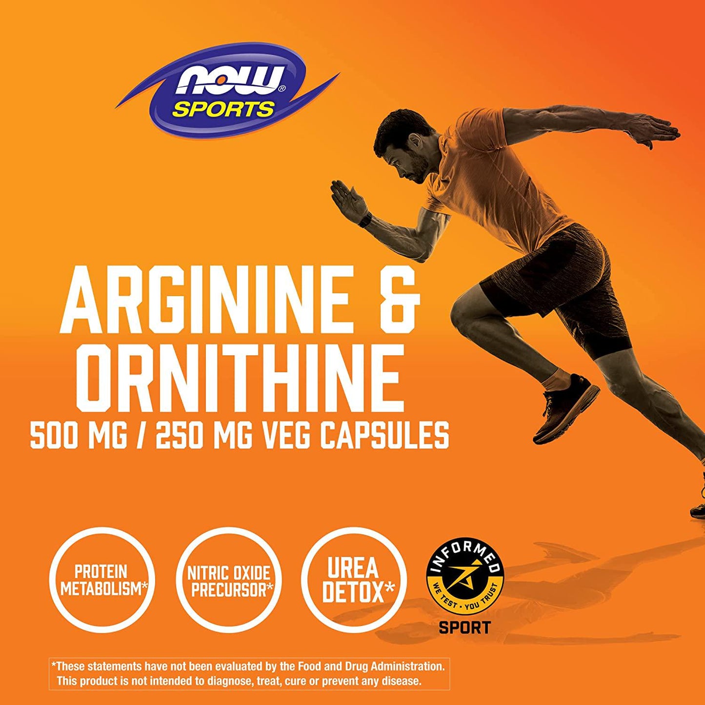 NOW Sports L-Arginine and Ornithine 500/250 mg,250 Capsules