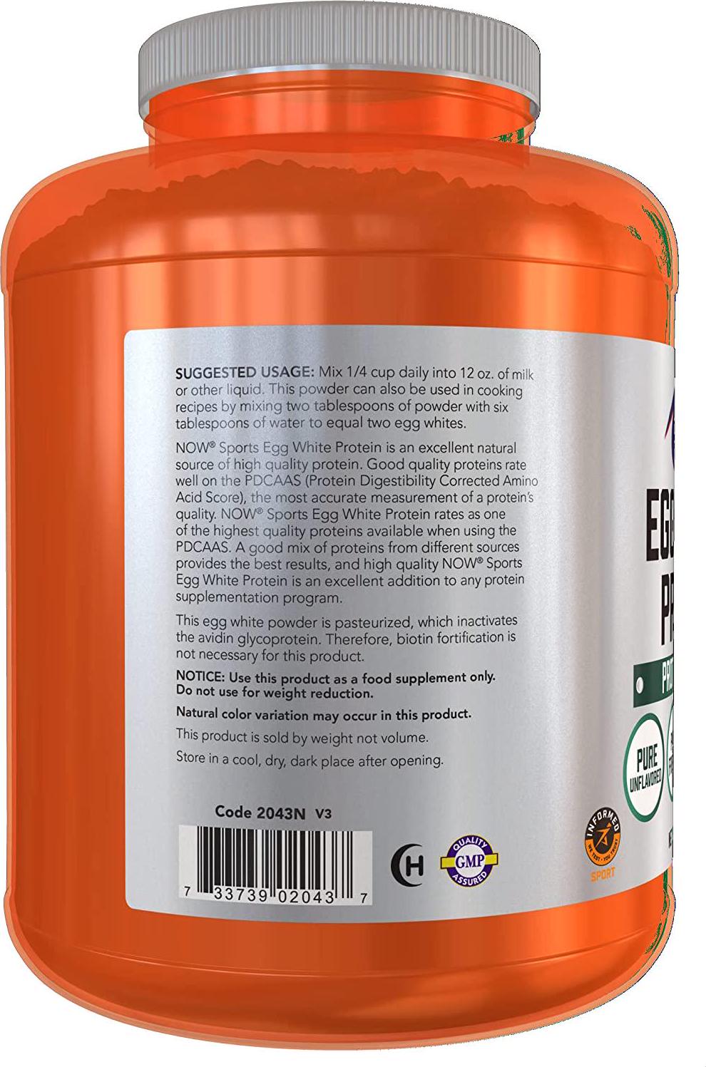 NOW Sports Nutrition, Egg White Protein Powder, Unflavored, 5-Pound