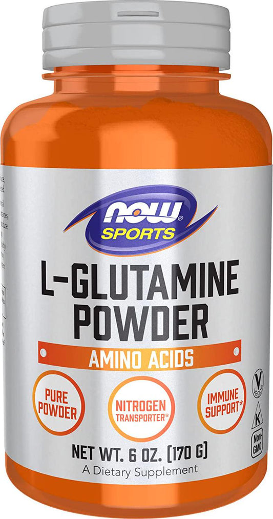 NOW Sports Nutrition, L-Glutamine Pure Powder, Nitrogen Transporter*, Amino Acid, 6-Ounce