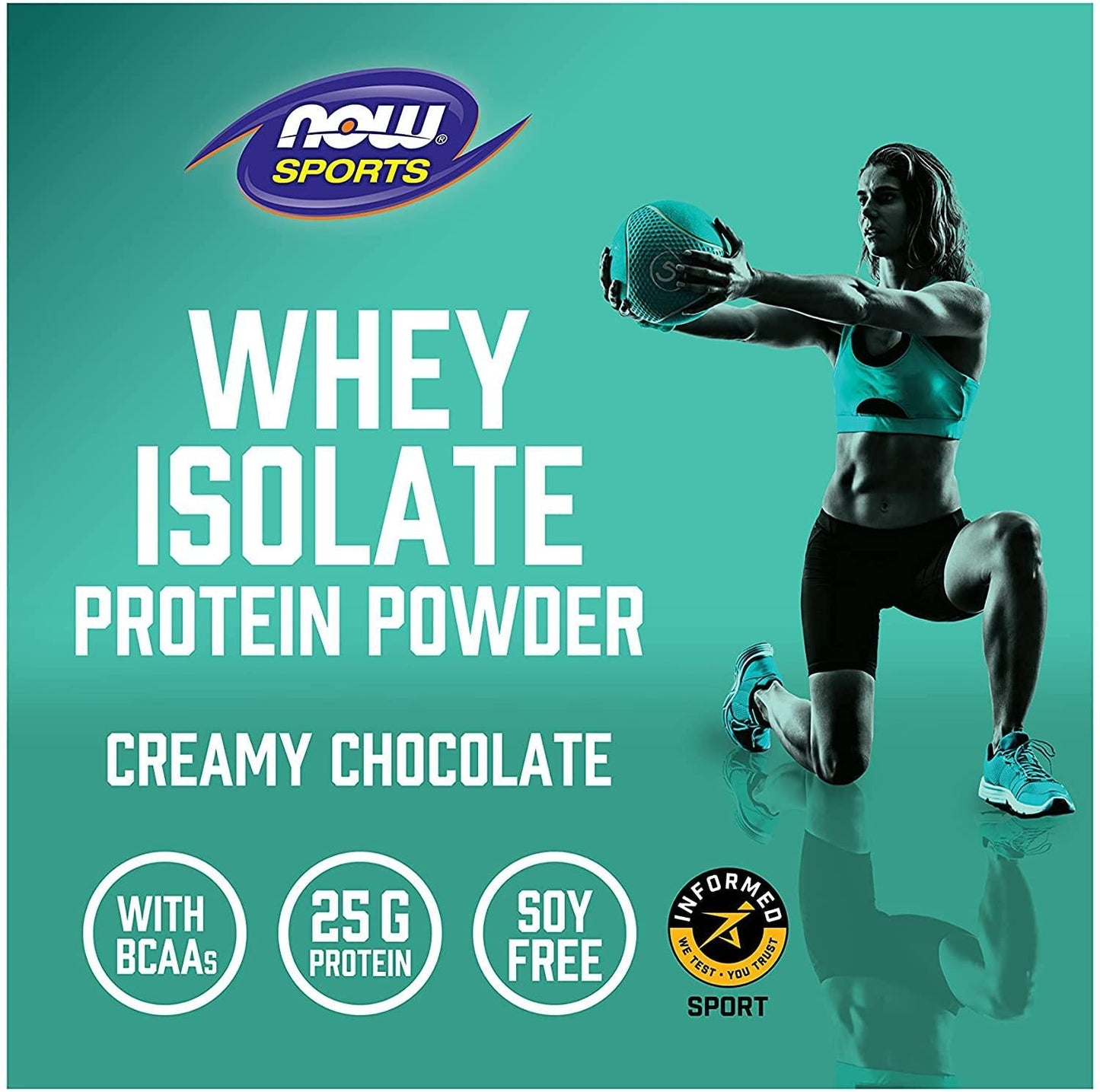 NOW Sports Nutrition, Whey Protein Isolate, 25 g With BCAAs, Creamy Chocolate Powder, 1.8-Pound