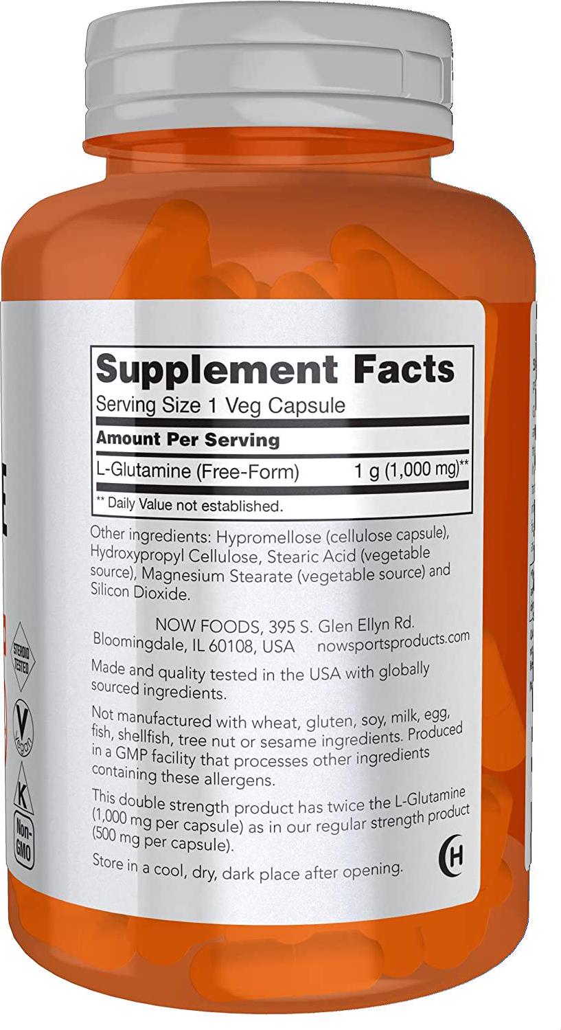 NOW Sports Nutrition, L-Glutamine, Double Strength 1000 mg, 120 Capsules