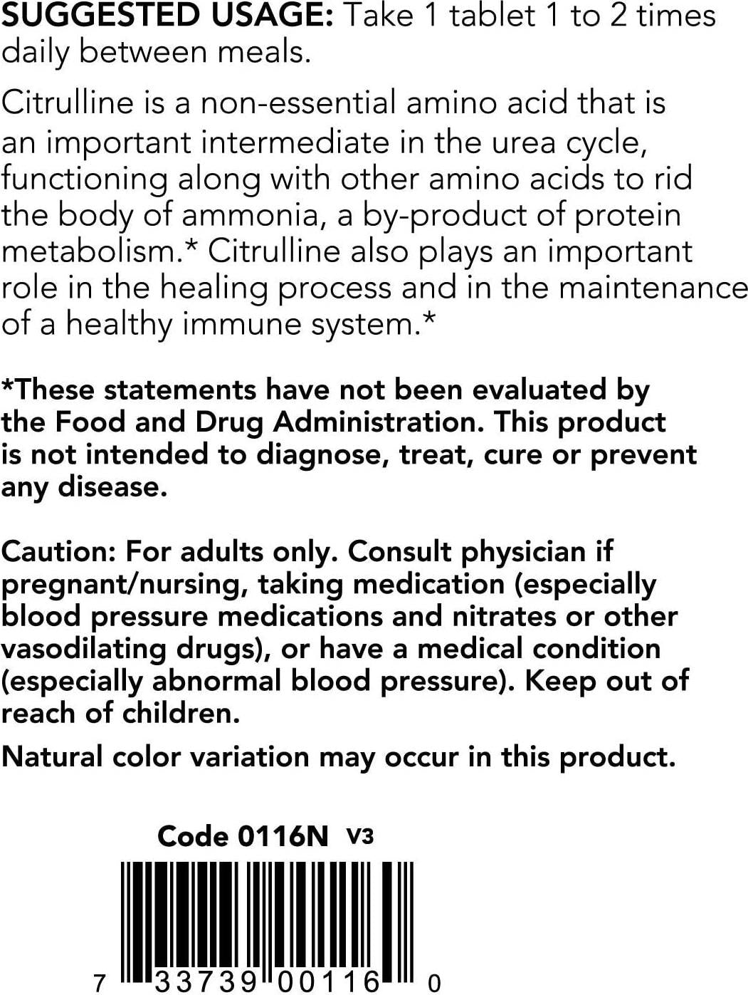 NOW Sports Nutrition, L-Citrulline, Extra Strength 1200 mg, Amino Acid, 120 Tablets (0116)