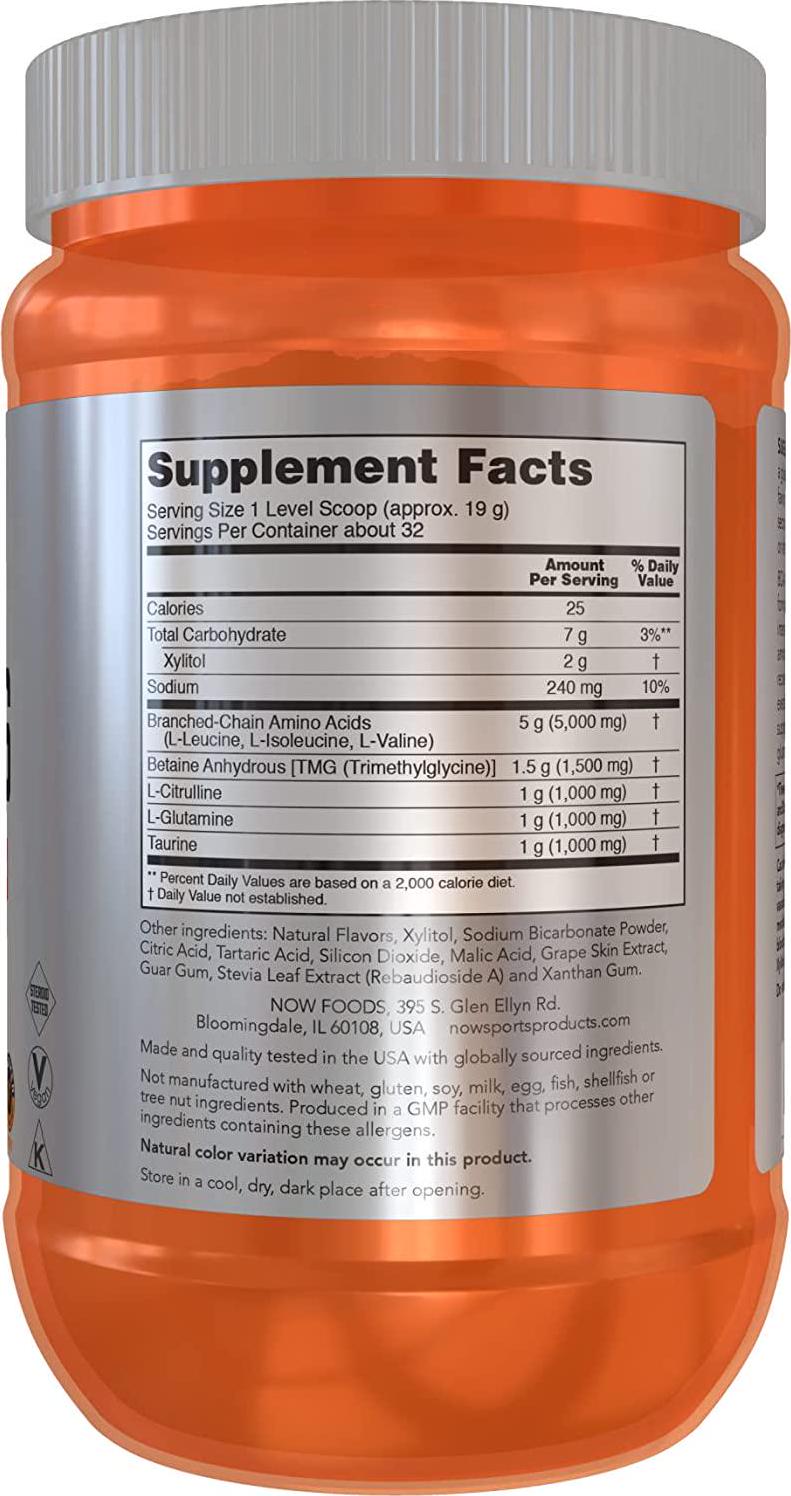 NOW Sports Nutrition, BCAA (Branched Chain Amino Acids) Big 6, Grape Flavor, 600 Grams
