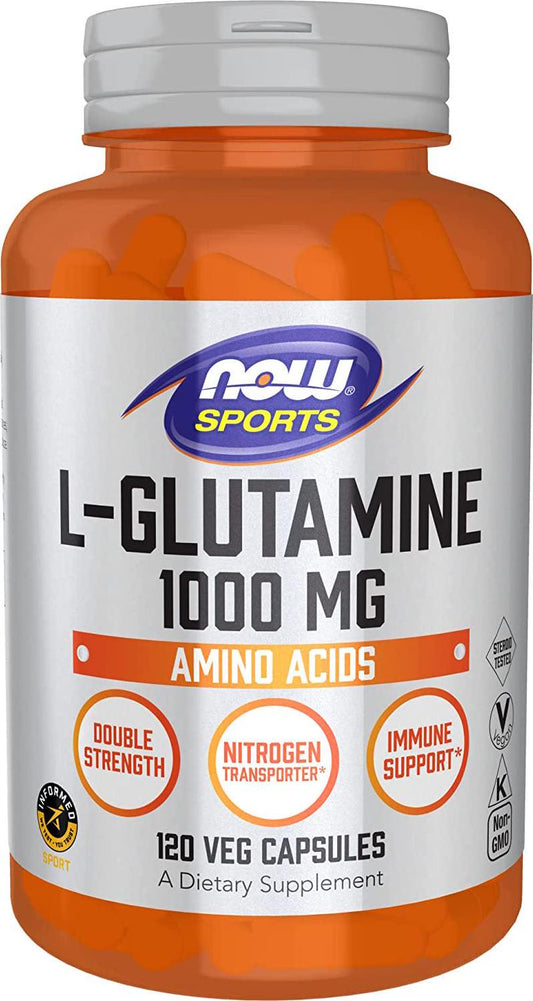 NOW Sports Nutrition, L-Glutamine, Double Strength 1,000 mg, Amino Acid, 120 Veg Capsules
