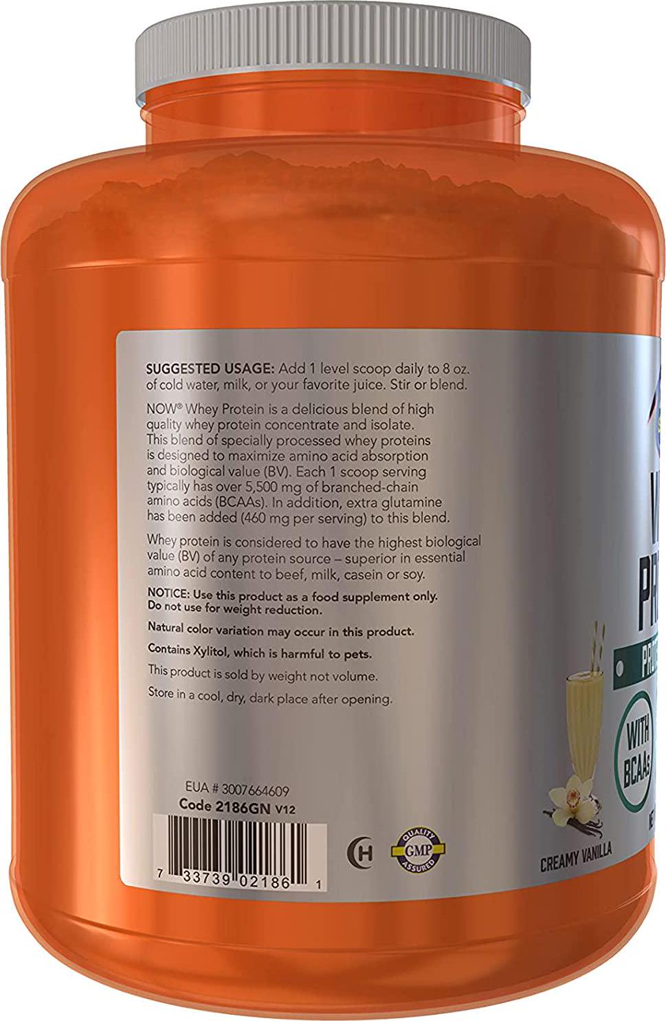 NOW Sports Nutrition, Whey Protein Powder, Creamy Vanilla, 6-Pound