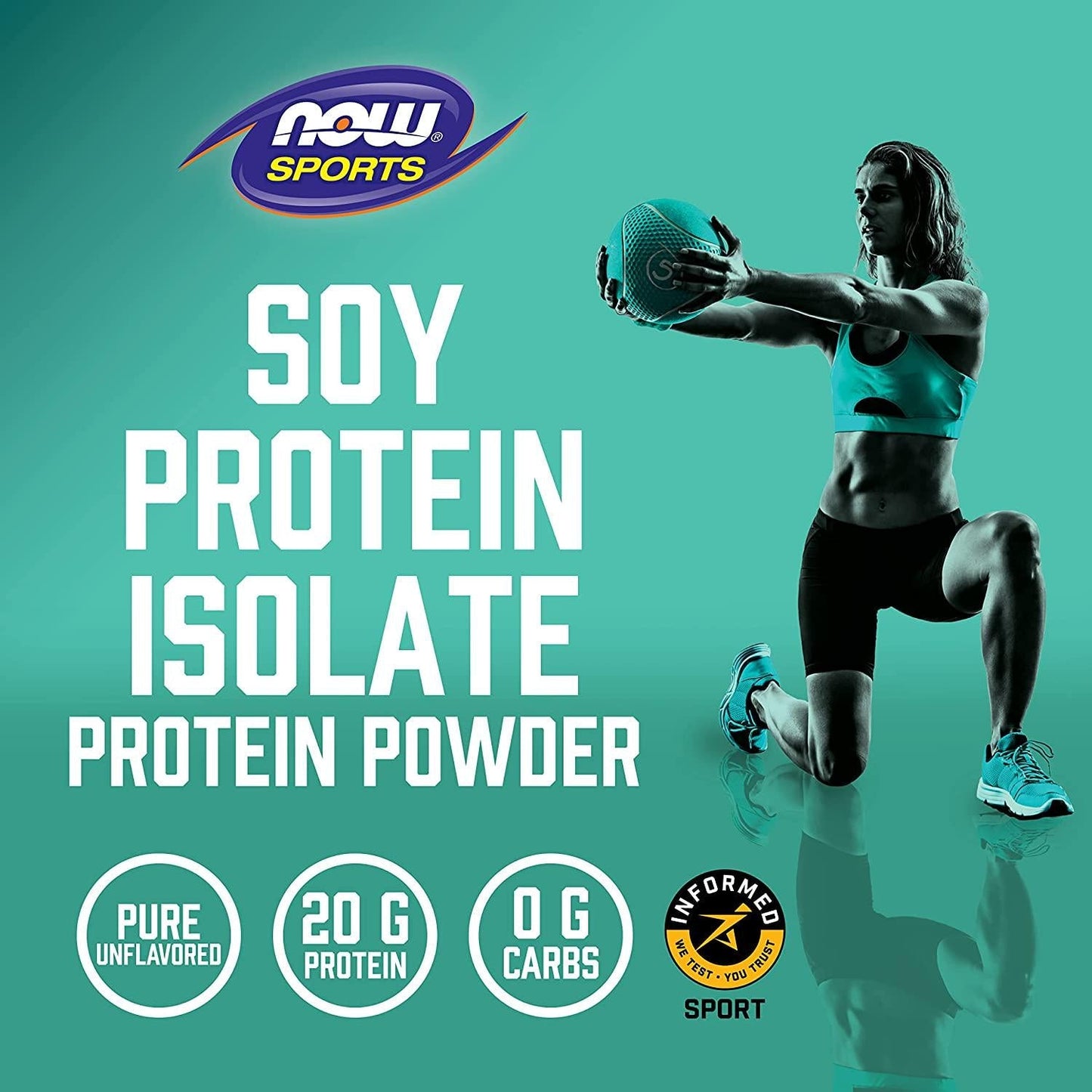 NOW Sports Nutrition, Soy Protein Isolate 20 G, 0 Carbs, Unflavored Powder, 1.2-Pound