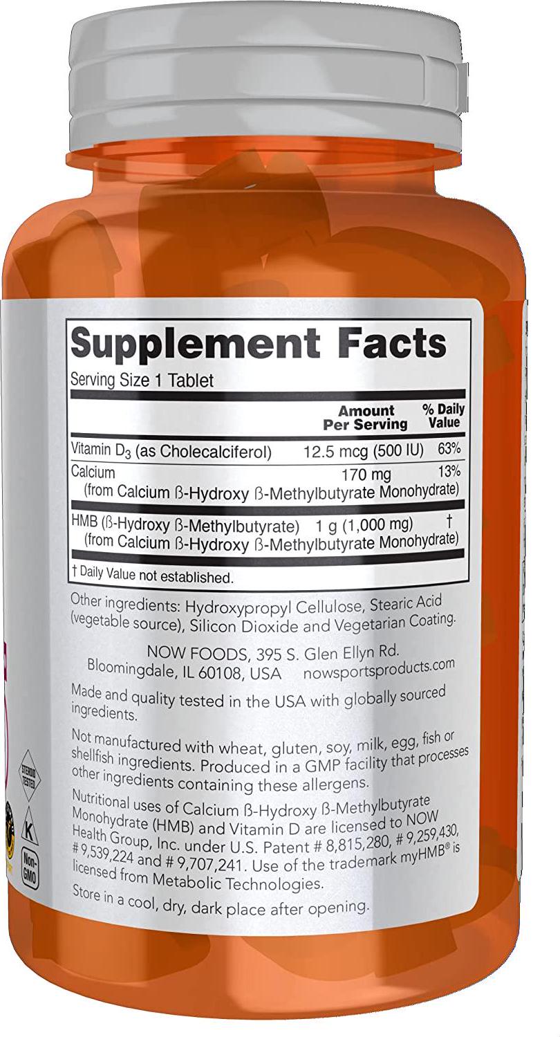 NOW Sports Nutrition, HMB (β-Hydroxy β-Methylbutyrate), Double Strength 1,000 mg, 90 Tablets