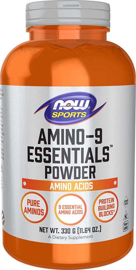 NOW Sports Nutrition, Amino-9 Essentials Powder, Enhanced Protein Synthesis, Amino Acids, 330-Grams