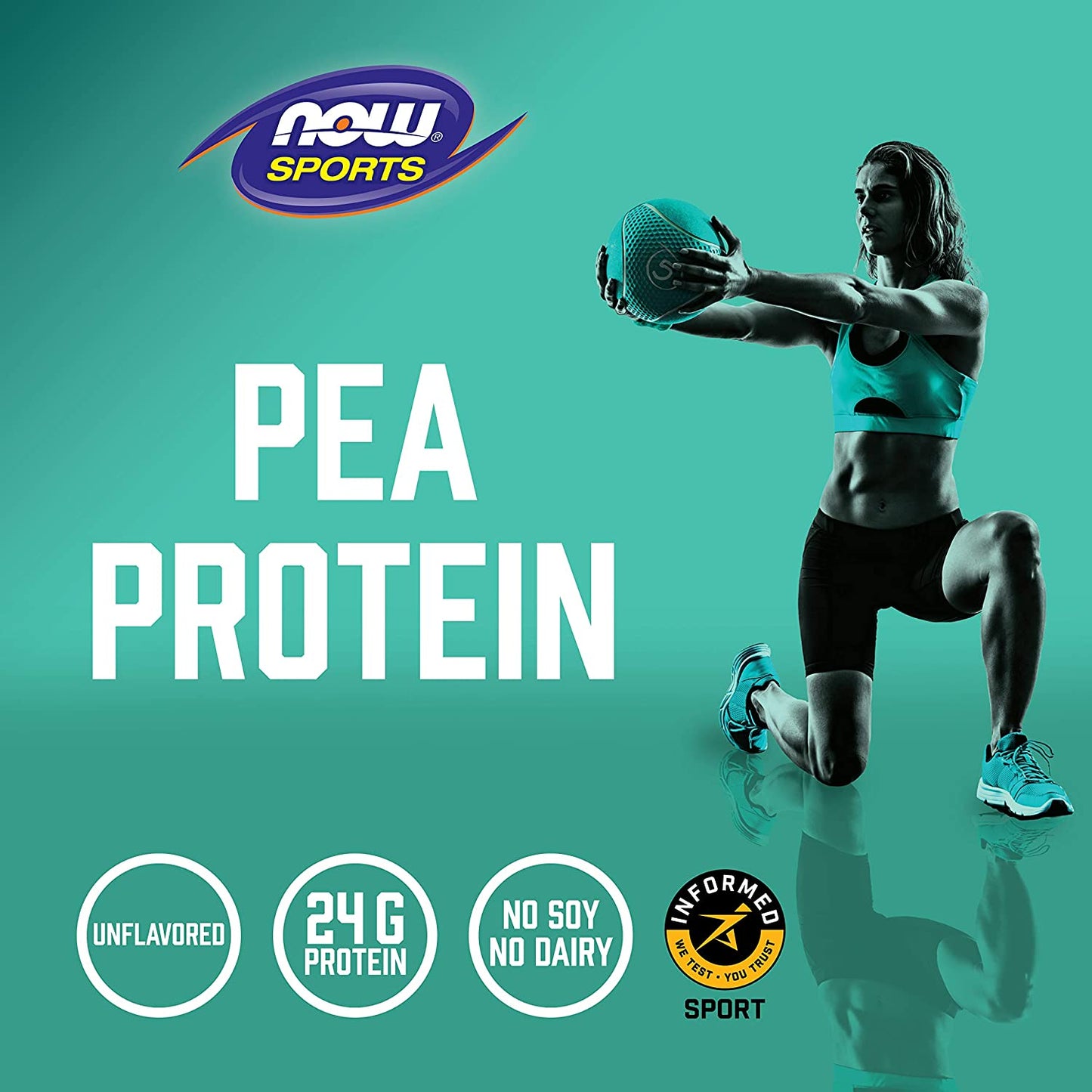 NOW Sports Nutrition, Pea Protein 24 g, Easily Digested, Unflavored Powder, 12-Ounce